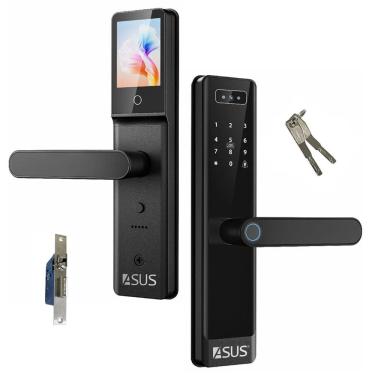 Imagem de Fechadura Digital Eletronica Porta Acesso Restrito Biometria Facial Senha Wifi App Celular Cartao Chave Bateria Segurança Residencial