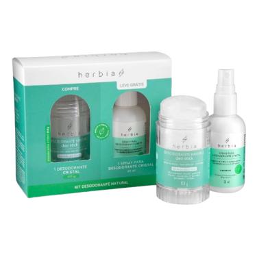 Imagem de Kit 2X: Kit Spray Higienizador 60ml + Desodorante Desodorante Kristal Deo Stick Herbia 100g
