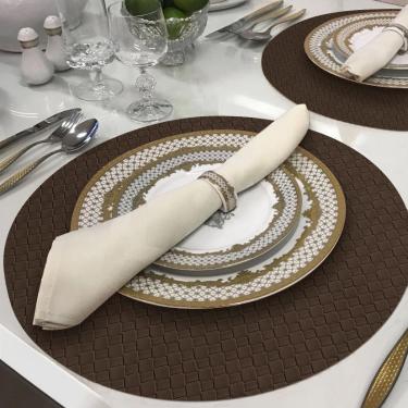 Imagem de 6 Jogo Americano Sousplat Redondo Trama Café Impermeável