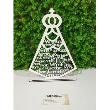 Imagem de Oração Ave Maria em MDF Branco - Nossa Senhora Aparecida - no-brand