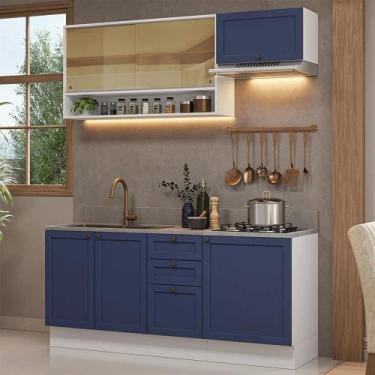 Imagem de Armário De Cozinha Completa 180 Cm Branco-azul Vik Madesa 05 Branco-az