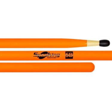 Imagem de Baqueta Spanking Linha Luminosa 5B Clássica Laranja Fluorescente com Ponta de Nylon 4118LA