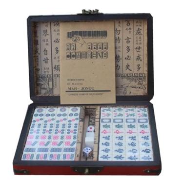 Imagem de LinaLife Chinese Mahjong Toy Set, Classic Board Game 144 Tiles Set with a Wooden Box asy-to-Read Game Set Travel Mahjong Set Portable Size and Light Weight