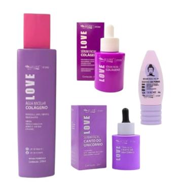 Imagem de Max Love Studio Kit Facial Completo, Sérum Colágeno, Sérum Unicórnio, Máscara Redutora de Poros, Água Micelar com Colágeno, 4 Produtos para Limpeza e Hidratação
