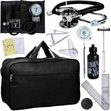 Imagem de Kit Bolsa Fisioterapia Acadêmico Goniômetro Martelo Buck Fita Antropom