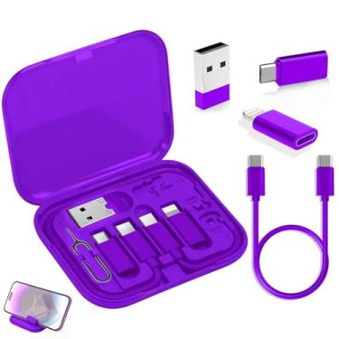 Imagem de Caixa de armazenamento de gerenciamento de cabos com cabo de carregamento e suporte de cartão, estojo organizador de cabos de mesa para uso em casa, escritório