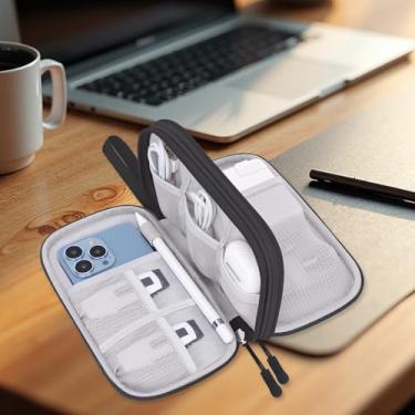 Imagem de Organizador eletrônico, bolsa organizadora de cabos de viagem, acessórios eletrônicos, estojo de transporte portátil de duas camadas para cabos, carregador, telefone, carregador portátil, fone de