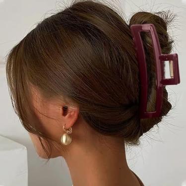 Imagem de Grampo de cabelo de plástico grande - aderência forte, acabamento fosco, perfeito para cabelos grossos e uso diário - roxo