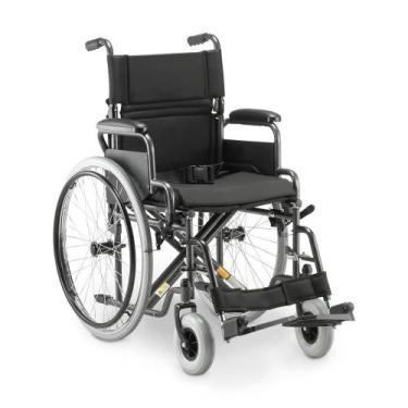 Imagem de Cadeira de Rodas Dellamed Dobrável em Aço até 120 Kg Cinza e Preto D40