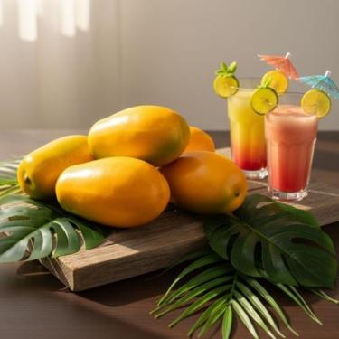 Imagem de 5 Mamões Artificiais Realistas (12CM) Perfeitos Para Vitrines, Ambient