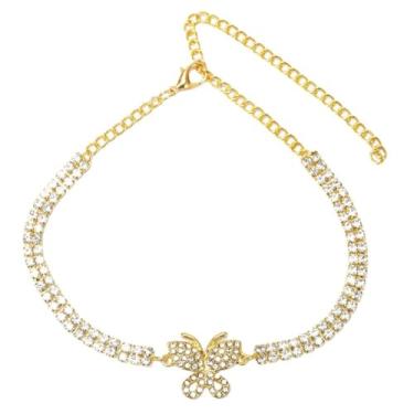 Imagem de Tornozeleiras femininas douradas de zircônia cúbica borboleta tornozeleira hipoalergênica acessórios de moda joias presentes, One Size, liga metálica, Sem Pedra Preciosa