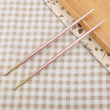 Imagem de Pssopp Pauzinhos Dourados de Aço Inoxidável Antiderrapante Com Revestimento a Vácuo para Experiência de Jantar Em Casa e Sushi (Ouro Rosa)