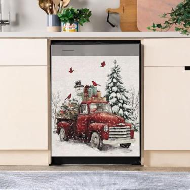 Imagem de Adesivos para lava-louças de caminhão de Natal, boneco de neve, capa magnética, inverno, cozinha, geladeira, ímãs, decorações, ímãs, adesivos de vinil, reutilizáveis, 50 cm L x 66 cm A