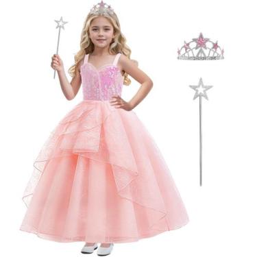 Imagem de Fantasia Btonai Kids Pink Witch para meninas com coroa e varinha