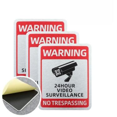 Imagem de Sinal de vigilância: vigilância por vídeo de 24 horas, 3 unidades/lote
