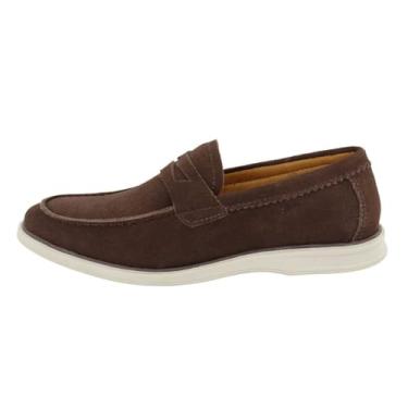 Imagem de Mocassim Loafer Masculino Couro Camurça Nobre Calce Facil Old Money Solado TR Confortavel Macio Tamanho:41;Cor:Cáfe;Gênero:Masculino;Departamento BS:Esporte