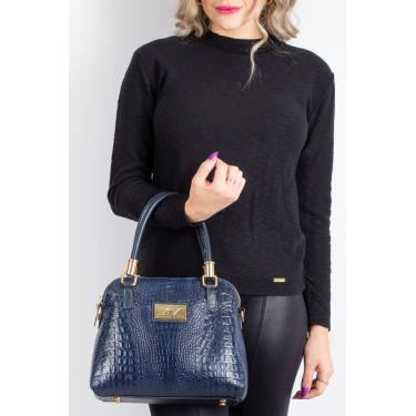 Imagem de Bolsa baú de couro croco Donna