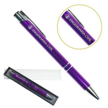 Imagem de Caneta Personalizada Coloridas Cursos Metal Profissional Engenharia Ci