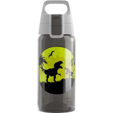 Imagem de SIGG Garrafa de água infantil VIVA ONE Dino (0,5 L), design clássico de dinossauro, garrafa de água livre de BPA com tampa sem vazamento, feita de polipropileno transparente e resistente