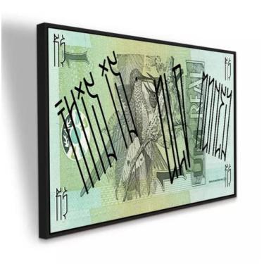 Imagem de Quadro Canvas Cédula Um Real Old Money 90x60 com Moldura - Casa Real M