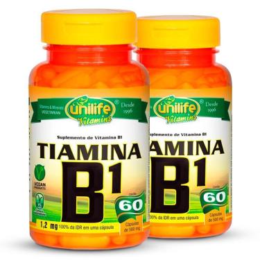 Imagem de Kit 2 Vitamina B1 Tiamina 60 Cápsulas Unilife