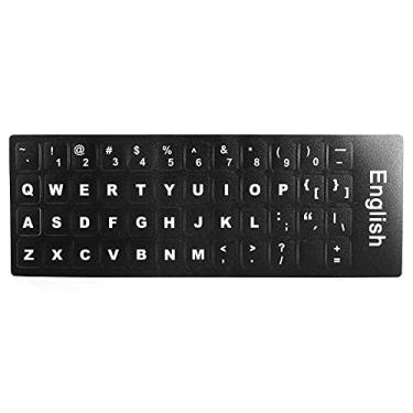 Imagem de Adesivos de teclado inglês, decalques de substituição de teclado inglês de PVC com fonte branca em fundo preto serve para teclados de notebook de 10 a 17 polegadas