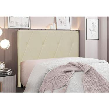 Imagem de Cabeceira Cama Box Casal 140 cm Aquilla Veludo Bege S04 - D'Rossi - DR