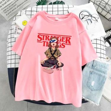 Imagem de Camiseta Stranger Things Unissex 100 Algodão - Sneko, Rosa, XG