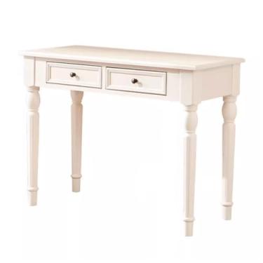 Imagem de Mesa de trabalho Mesa de marfim para espaços pequenos, penteadeira madeira para laptop com 2 gavetas para escritório doméstico e quarto(S)