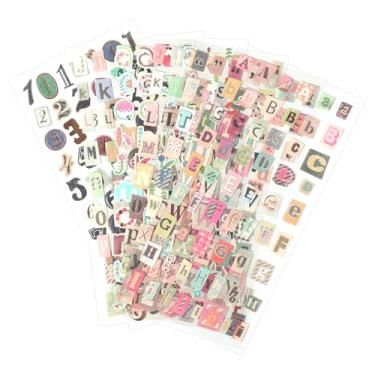 Imagem de 24 folhas de adesivos vintage do alfabeto para scrapbook, números, adesivos, autoadesivos, letras de graffiti, números, decalques para caderno, caixa de correio, diário, faça você mesmo, álbum de arte