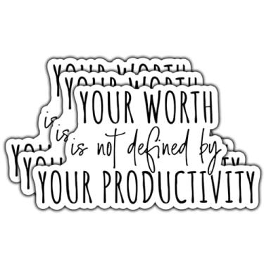 Imagem de (3 peças) Adesivo Your Worth is Not Defined by Your Productivity Decalques sarcásticos engraçados adesivos de vinil à prova d'água para livros, laptops, telefone, garrafas de água, copo Kindle, 7,6 cm