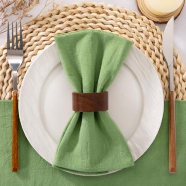 Imagem de Santaben Guardanapos de pano verde sálvia conjunto de 12 guardanapos de algodão laváveis a granel 43 cm × 43 cm para decoração de mesa de outono casamento festa nupcial chá de bebê aniversário