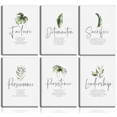 Imagem de 6 peças de arte de parede inspiradora de escritório inspiradora trabalho em equipe decoração de parede citações inspiradoras pôsteres impressões energia positiva na sala de estar pintura imagens para