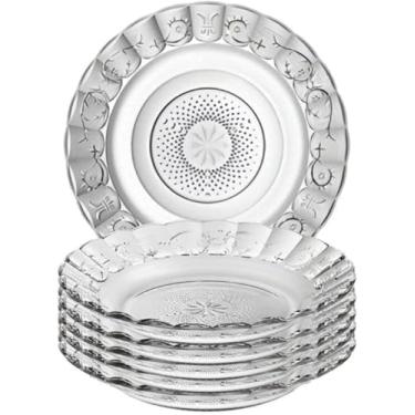 Imagem de Conjunto de 6 Pratos Fundos de Vidro, 22 cm, Transparente, Design Moderno, Resistente, Liso, para Sopas e Massas, Compatível com Micro-ondas e Lava-louças estilo estrela
