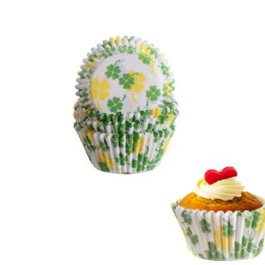 Imagem de Pacote com 100 forros de cupcake padrão, embalagens de cupcake de grau alimentício, forros de muffin de papel à prova de gordura para festa de aniversário de casamento, festivais de chá de bebê