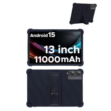 Imagem de Capa para tablet DOOGEE Tab E3 Pro de 13 polegadas, capa de silicone macio FJIASTB compatível com crianças com suporte ajustável para tablet DOOGEE de 13 polegadas, à prova de quedas (preto)