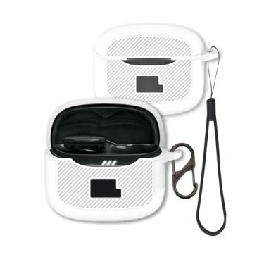 Imagem de Capa espessa para JBL Tune Buds 2, capa FJIASTB de silicone macio à prova de choque com mosquetão e cordão (branca)