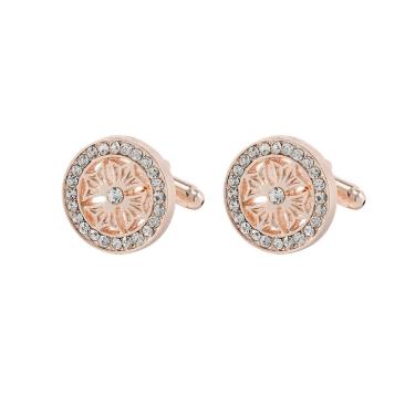 Imagem de Abotoaduras elegantes em ouro rosa com detalhes em strass transparente