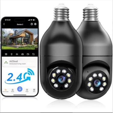 Imagem de Câmera de Segurança Residencial Estilo Lâmpada 2 4G WiFi Sem Fio Voz Bidirecional Visão Noturna em Cor Total