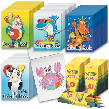 Imagem de Bottles N Bags Livros de colorir a granel para crianças, mini livros de colorir e giz de cera para lembrancinhas de festa, brindes para crianças | Atividade de viagem em sala de aula (pacote com 72