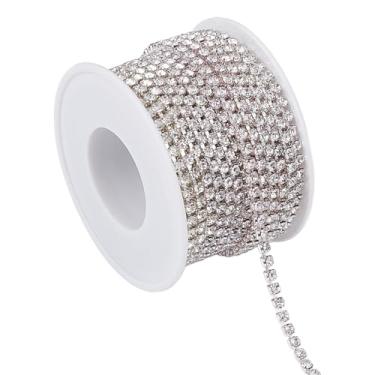 Imagem de letsinstyle Acabamento de corrente de strass de cristal de 3,5 m, correntes de fecho de strass de cristal prateado, enfeites de costura brilhante para copos de artesanato, joias, buquê de casamento