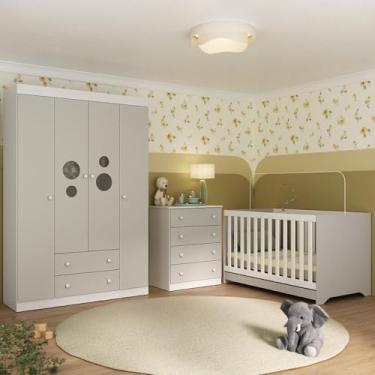 Imagem de Quarto de Bebê Completo com Berço Americano 3 em 1 Pirulito Multimóveis Mp4617 Branco/off White