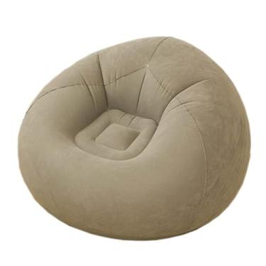 Imagem de Sofá Bola Inflável Portátil com Bomba de Ar - Textura Veludo, 3 Cores (Vermelho, Azul, Marrom) para Quarto, Sala e Festas (cor do café)