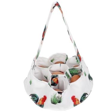 Imagem de Cesta de coleção de ovos com 7 bolsas, suporte de lona para ovos de galinha, pato e ganso, cesta de fazenda compacta para jardim e cozinha