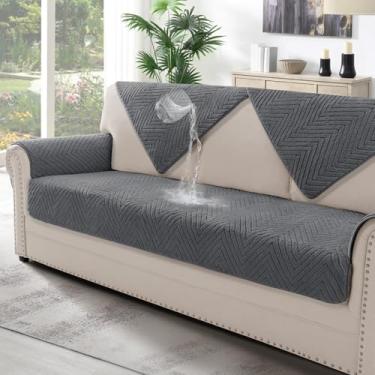 Imagem de Turquoize Capa de sofá à prova d'água para cães felpuda para sofá capa de cama grossa de cachorro antiderrapante para 3 almofadas protetoras de sofá para animais de estimação (cinza, 91 cm x 213 cm)