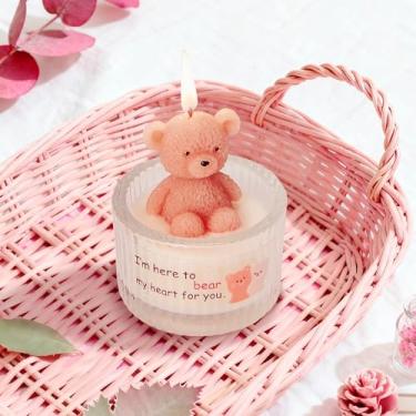 Imagem de SRCVYLT Velas de urso, presente para mulheres, homens, 7 cm, para mãe, pai, tia, aniversário, novidade, urso, Natal, casa, aquecedor, presente para amigas, irmãs, melhores amigas