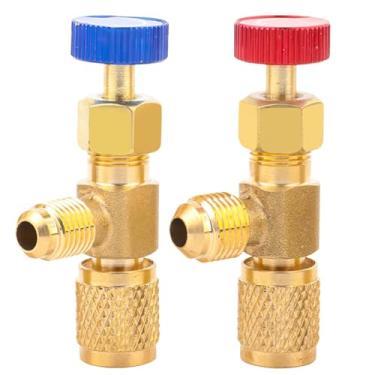 Imagem de Acessórios de latão de baixa perda, válvula de segurança de carregamento de refrigerante HVAC, conjunto de conexão rápida adaptador R22 R32 R410A, 5/16 a 1/4 para ferramenta HVAC doméstica CA