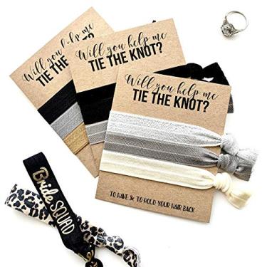 Imagem de Conjunto de pedido de dama de honra | Will you help me Tie the Knot? | Favores de laço de cabelo | Para ter e segurar seu cabelo para trás