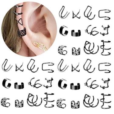 Imagem de Kit 36 Brincos Feminino Piercings Pressão Ouro Prata Argola - TOTAL, P