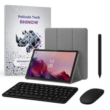 Imagem de Kit Capa Preta Slim para Lenovo Tab M9 + Película de vidro + Caneta Precision + Teclado + Mouse Bluetooth (Cinza Chumbo)